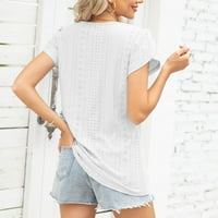 Lе женски кошули за летни кошули за жени на расчистување на женски модни летни V вратот за слободно време на кратки ракави цврсти