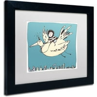 Трговска марка ликовна уметност момче на птица платно уметност од Карла Мартел, бела мат, црна рамка