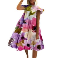 Летни Фустани За Жени Пролетен Одмор Плажа Симпатична Возбуда Ракав Цвет Печатење Лабава Облека