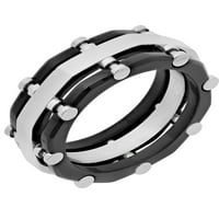 Менс дво -тон не'рѓосувачки челик црна IP слоевита лента - машка прстен