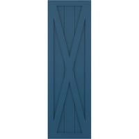 Ekena Millwork 18 W 35 H TRUE FIT PVC SINE X-BOARD FERMONE FIXED MONT SLUTTERS, SOJURN BLUE