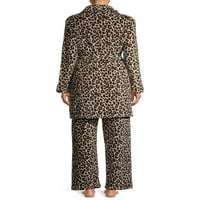 Sleep & Co Women'sенски и женски плус кадифен наметка и панталони за пижами, 2-парчиња