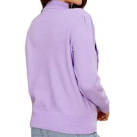 Фелворс Гроздобер џемпер за жени Пуловер Со Кружен Врат Џемпер Со Долги Ракави Winter Зима Цветна Чипка Секојдневна Трикотажа