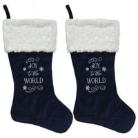 Време на одмор Сино везење со кадифени божиќни чорапи, 10 “