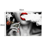 Вирлсвел Необликувана Дама За Пушење Шема Креативно Платно Ѕидно Уметничко Сликарство За Дома
