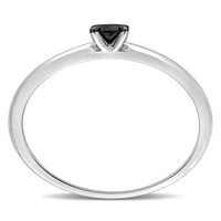 Карат Т.В. Црн дијамант 14KT бело злато црно родиум позлатен прстен за ангажман на солитер