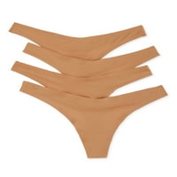 Undies.com Women's No Show Microfiber Thong Panties, 4-пакет