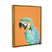 Tuphell Industries Tropical Macaw Portart портрет задебелен дождовни шуми графичка уметност металик злато лебдечко врамено платно
