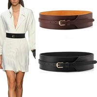 Toptim Women Wide Cnotted Belt Design PU кожни ленти за половини Едноставен појас на ширина