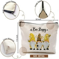 Пчела Од Дрво Среќна Инспиративна Чанта За Шминка, Симпатична Чанта За Кометска Шминка За Пчелни Пчели За Жени, Торба За Шминка