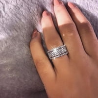 Пет реда дијамантски прстен на тркала Елегантен прстен од сребро накит прстени жени мода целосен дијамантски циркон прстени
