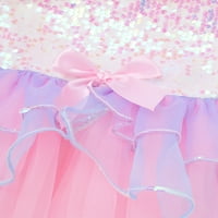 Детска девојка танцувачка облека Сјајна sequins splice bowknot на половината балет гимнастика леотард туту фустан