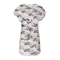 Женска Летна Цветна Блуза За Печатење Модна Возбудлива Ракав Врвови Со Кратки Ракави Класичен Пуловер За Туника На Вратот На