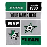 Далас starsвезди NHL Colorblock Персонализирано ќебе за фрлање свила на допир, 50 60