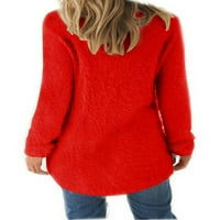 Жените Мода Еднобојна Пуловер Со Долги Ракави Кадифен Мек Џемпер