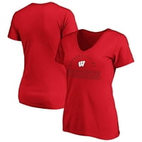Висконсин Баџерс Фанатици брендирана маица за женска гордост V-вратот-Црвена