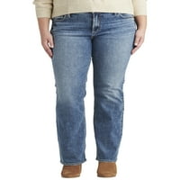 Сребрени фармерки копродукции Co. Women'sенски плус големина елисе средно издигнување тенок подигање фармерки со големина на