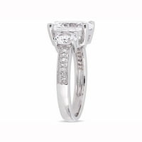 Карат Т.Г.В. Создаден бел сафир и дијамант-акцент 10kt бело злато со три-камен прстен за ангажман