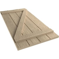 Ekena Millwork 22 W 84 H Rustic Four Board се приклучи на Board-N-Batten Rough Sawn Fau Wood Sulters W Z-Board, Prided Tan