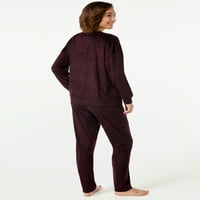 Women'sенски женски велур врвот и панталоните за спиење сет, 2-парчиња, големини S до 3x
