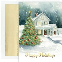 Хартија Божиќ Картичка Сетови, Зимска Куќа, 18 Пакет
