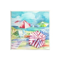 Студената индустрија Вентура плажа ги соблече чадорите сликање Необраната уметничка печатена wallидна уметност, дизајн од Пол