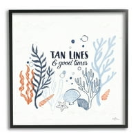 Tuphel Industries Tan Lines & Good Times Beach Cote Graphic Art Black Rramed Art Print Wall Art, Design By Janelle Penner