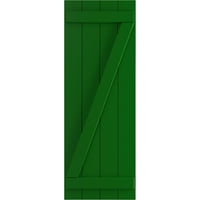 Ekena Millwork 1 2 W 79 H TRUE FIT PVC Четири табли се приклучи на одборот-n-batten ролетни W Z-Bar, Viridian Green