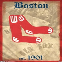 Бостон Црвен SO - Постери за ретро лого, 22.375 34