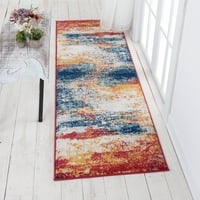 Современа област килим апстрактна мулти-бои тркач во затворен простор лесен за чистење