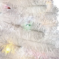 Време на одмор пред осветлување 4 'Индијана Спрека бела вештачка новогодишна елка, мулти-светла
