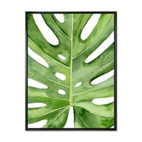 ДизајнАрт „Затвори зелена зелена монстера лисја тропска дланка“ тропска врамена платно wallидна уметност печатење