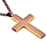 Ариста машки крст приврзок во злато и чоколадо позлатен не'рѓосувачки челик, 24 “