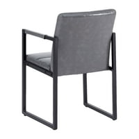 Светло сива модерен европски стил трпезарија стол стп кожа црна метална цевка трпезарија мебел стол во собата на 2
