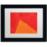 Трговска марка ликовна уметност Апстрактна портокалова триаголник платно уметност од Клер Доерти, бел мат, црна рамка