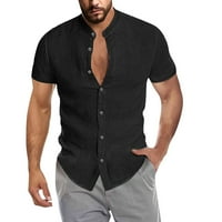 пгерауг машки кошули цврсто копче за јака двон кардиган кратки ракави поло маици за мажи црна 3xl