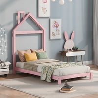 Кревет кревет за дрвени кревети, кревет со платформа за близнаци Аукфа, кревет со глава во форма на куќа, кревет во Монтесори