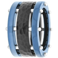 Машки не'рѓосувачки челик црна и сина IP -зачукана завршна лента - машка прстен