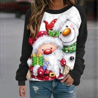 Божиќни Кошули За Жени Облечени Секојдневни Блузи Божиќна Капа Стакло За Вино Графички Пуловер Течни Врвови Со Долги Ракави