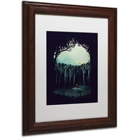 Трговска марка ликовна уметност „длабоко во шумата“ платно уметност од Роберт Фаркас, бел мат, дрвена рамка