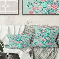 DesignArt Пролетниот цветен образец во меки пастелни бои, модерна перница за фрлање во средниот век - 16x16