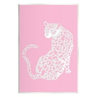 Sulpell Industries Pink модерен леопард гепард портрет пирсинг погледот графичка уметност Неискрена уметничка печатена wallидна