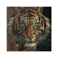 Stuple Industries Fierce Wild Tiger Crouching зелени очи Детален портрет 36, Дизајн од Колин Гугл