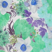 Памук од Онеун, лет морска зелена ткаенина цвет и остава акварел облечен материјал материјал за ткаенина за печатење на ткаенина