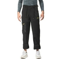 Entyinea машки обични џогери за џемпери модни тенок фит дно џемпери со длабоки џебови црна м