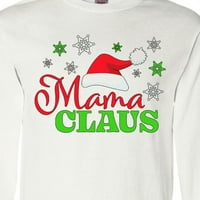 Инктастична мама Клаус со Божиќна санта и снегулки со долги ракави маица