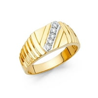 Накит од lu 14k жолто злато кубна цирконија CZ mens модна годишнина прстен со големина 8,5