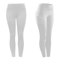 Удобни хеланки со удобни хеланки со високи јога панталони вежбаат вежби каприс за обични летни панталони бело
