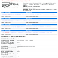 Комплет За Поправка на карбуратор-Компатибилен СО-GMC S 2.8 L V CARB 2BBL