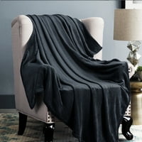 Кревет фланел руно луксузно ќебе темно сива кралица големина лесна пријатна креветска ќебе со плишано микрофибер цврсто кауч